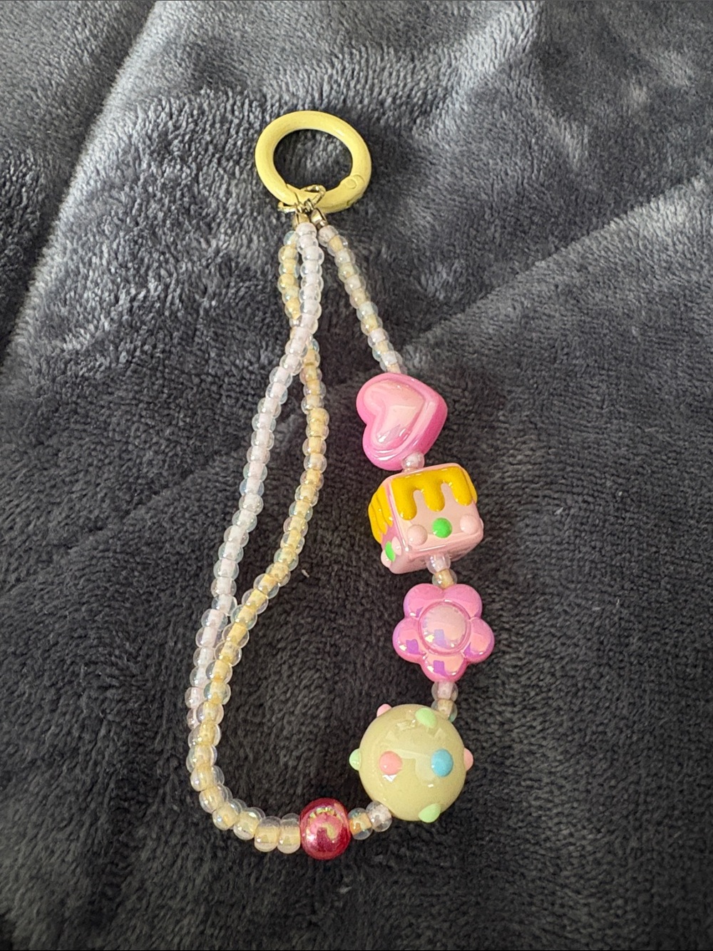 Beaded Pink & Pastel Charm Keychain